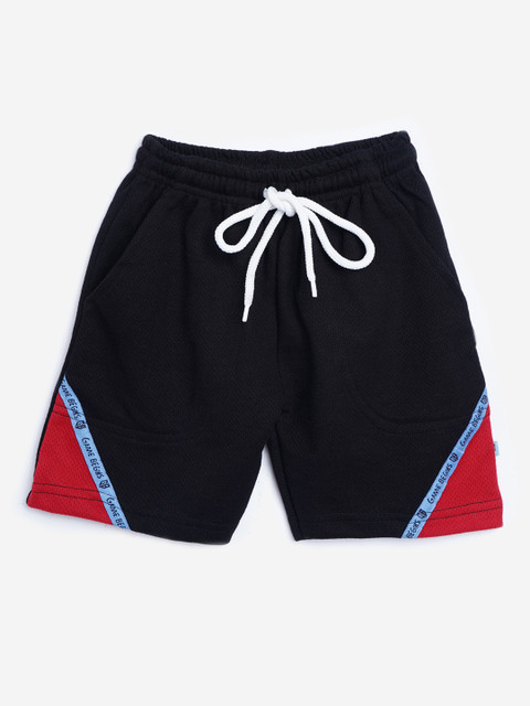 

GAME BEGINS Boys Black Cotton Solid Regular Fit Shorts