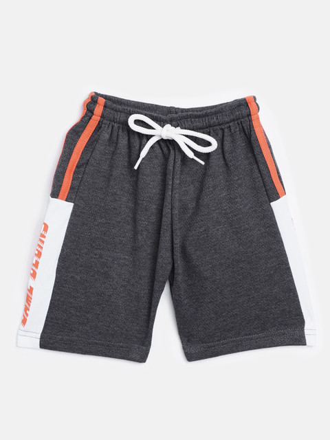

GAME BEGINS Boys Charcoal Grey & White Solid Regular Fit Cotton Knitted Shorts