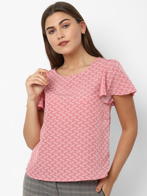 

Allen Solly Woman Pink Geometric Printed Regular Top