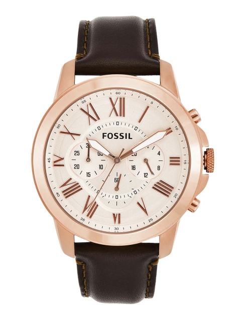 

Fossil Grant Men Cream-Coloured Chronograph Watch FS4991