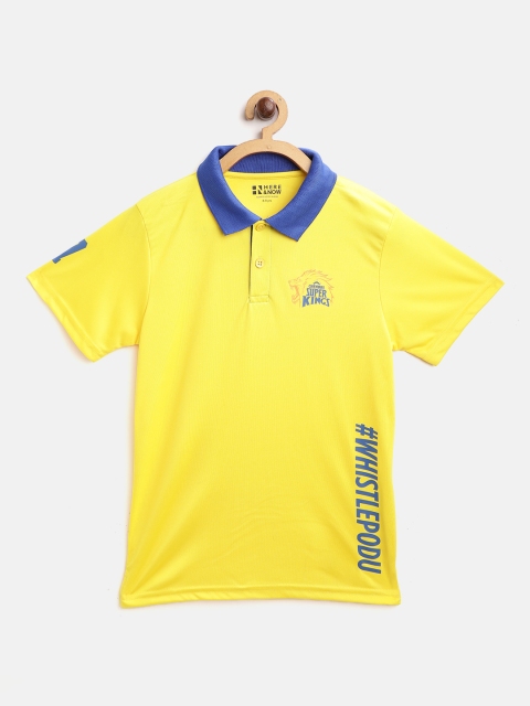 

HERE&NOW Boys Yellow & Blue Solid Chennai Super Kings Polo Collar Jersey