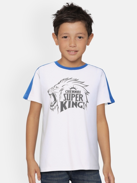 

HERE&NOW Boys White Printed Round Neck Chennai Super Kings T-shirt