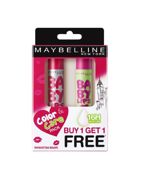 

Maybelline Set of 2 Lip Balms-Alia Love New York Manhattan Mauve & Watermelon, Pink