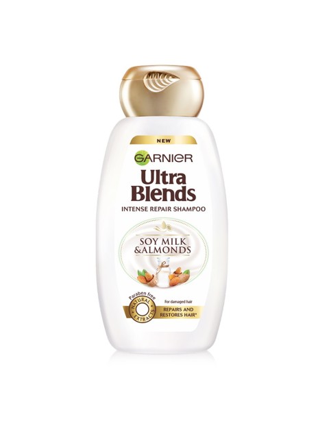 

Garnier Ultra Blends Soy Milk & Almonds Intense Repair Shampoo 340 ml, White