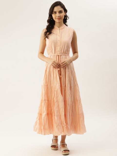 

Ritu Kumar Pure Cotton Peach A-Line Midi Dress