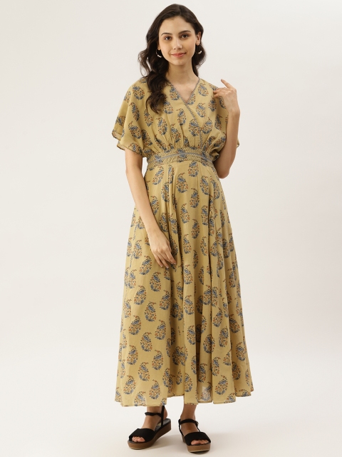 

Ritu Kumar Beige & Black Ethnic Motifs Maxi Dress