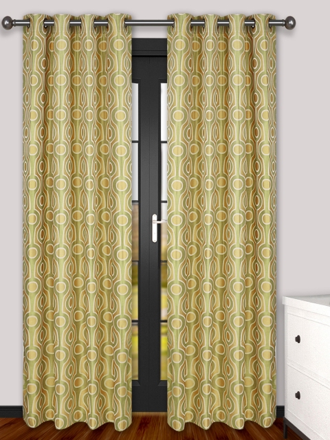 

S9home by Seasons Set of 2 Printed Long Door Curtains, Yellow