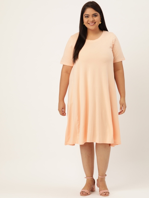

Revolution Peach-Coloured A-Line Midi Dress