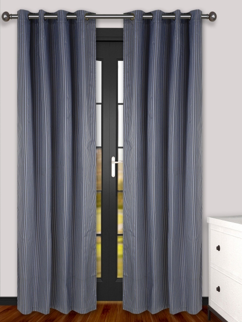 

S9home by Seasons Blue Set of 2 Striped Regular Door Curtains