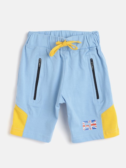

GAME BEGINS Boys Blue & Yellow Printed Detail Regular Cotton Shorts