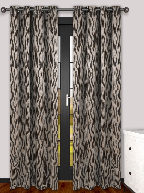 

S9home by Seasons Grey & Black Set of 2 Patterned Regular Door Curtains