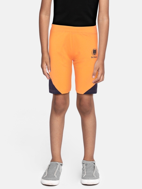 

GAME BEGINS Boys Mustard Yellow Solid Pure Cotton Shorts with Batman Print Detailing