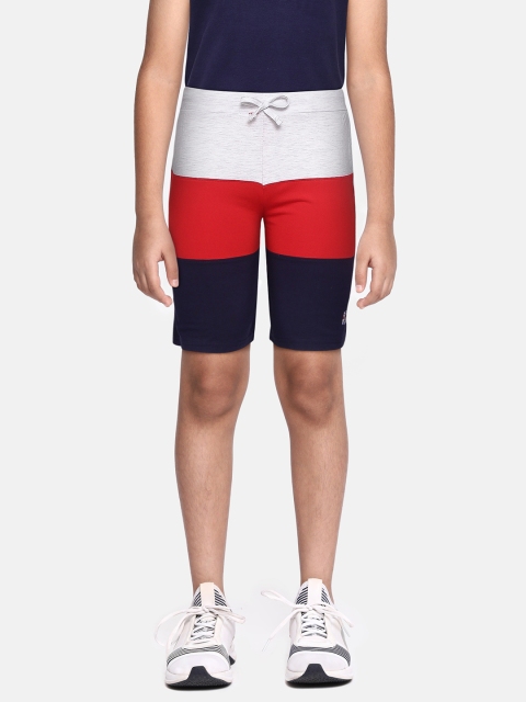 

GAME BEGINS Boys Grey Melange & Red Colourblocked Cotton Shorts