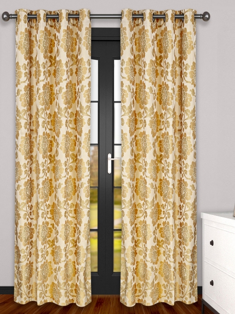 

S9home by Seasons Cream-Coloured Set of 2 Patterned Regular Door Curtains