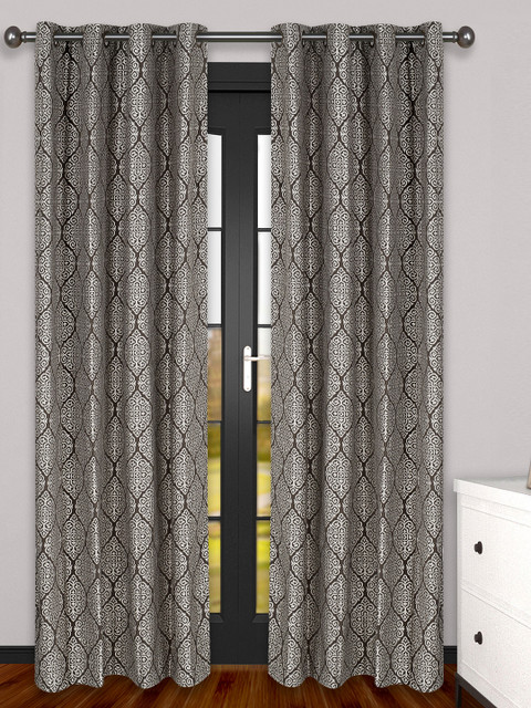 

S9home by Seasons Set of 2 Printed Door Curtains, Grey