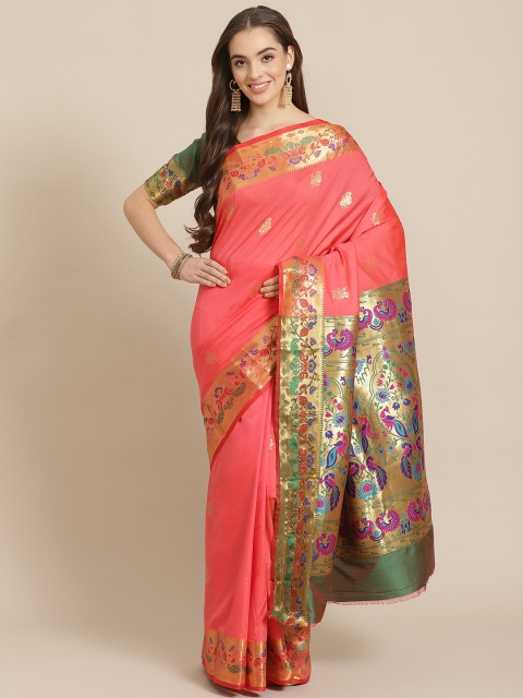 

Shangrila Creation Pink & Golden Woven Design Paithani Saree