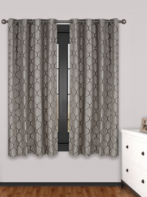 

S9home by Seasons Grey Set of 2 Printed Window Curtains