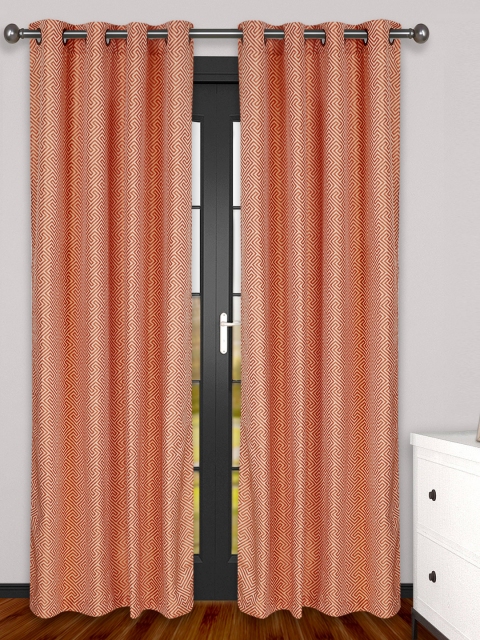

S9home by Seasons Orange & Beige Set of 2 Patterned Door Curtains