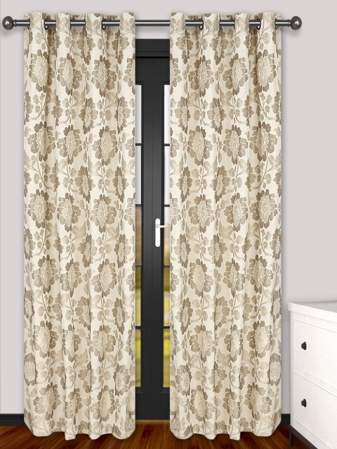 

S9home by Seasons Beige Set of 2 Patterned Regular Door Curtains