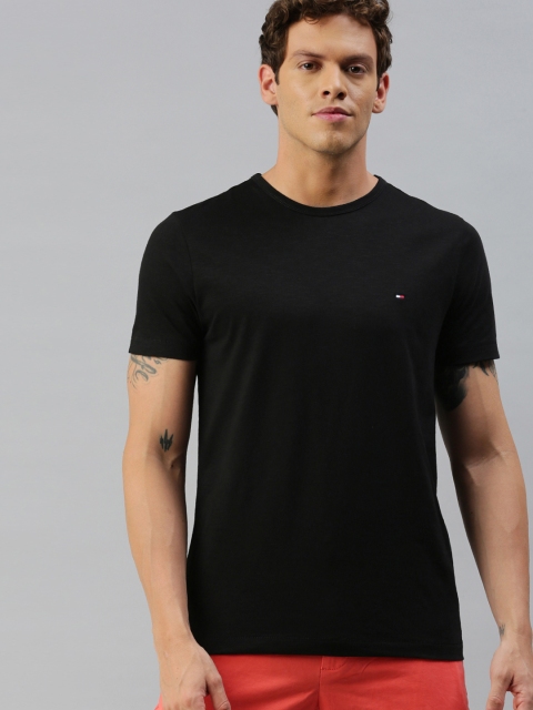

Tommy Hilfiger Men Black Solid Round Neck T-shirt