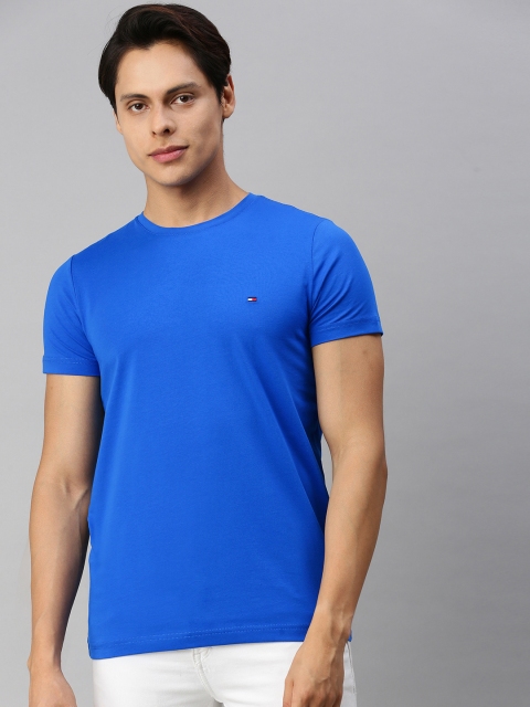 

Tommy Hilfiger Men Blue Solid STRETCH SLIM FIT Round Neck T-shirt