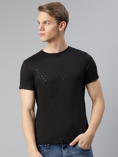 

Tommy Hilfiger Men Black Printed Round Neck Pure Cotton T-shirt