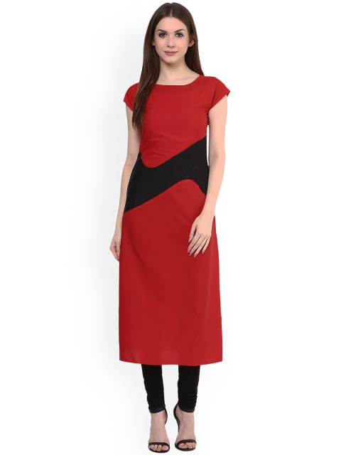 

Ives Red Colourblock Kurta