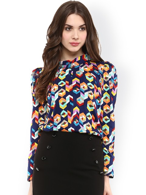 

La Zoire Multicoloured Printed Crepe Top, Multi