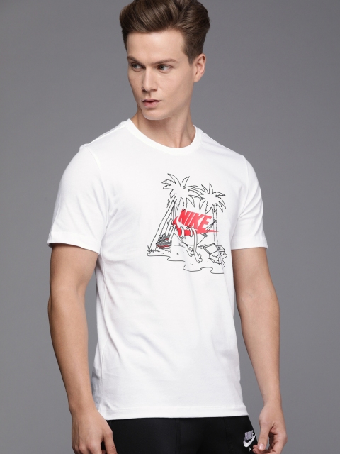 

Nike Men White Printed FUTURA TREE Pure Cotton Sports Pure Cotton T-shirt