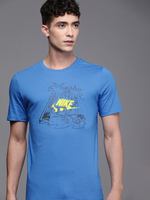 

Nike Men Blue Printed Standard Fit Round Neck T-shirt