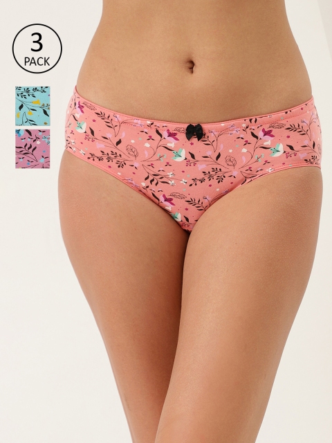 

Lady Lyka Pack of 3 Printed Hipster Pure Cotton Briefs PRETTY-SECRET-25, Peach