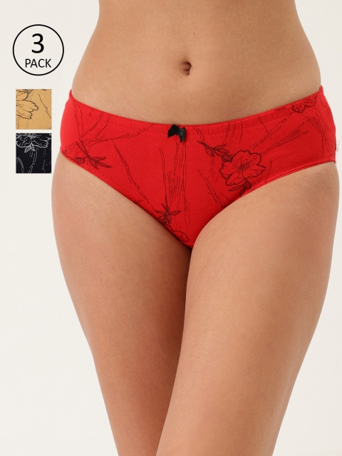 

Lady Lyka Pack of 3 Printed Hipster Pure Cotton Briefs PRETTY-SECRET-24, Red