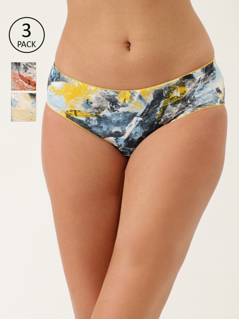 

Lady Lyka Pack of 3 Printed Hipster Pure Cotton Briefs PRETTY-SECRET-26, Yellow