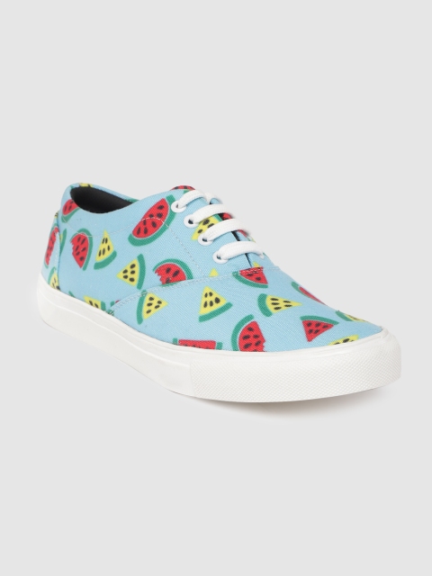 

FF FUNKFEETS Unisex Blue & Red Watermelon Printed Sneakers