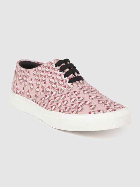 

FF FUNKFEETS Unisex Pink & White Cupcake Print Sneakers