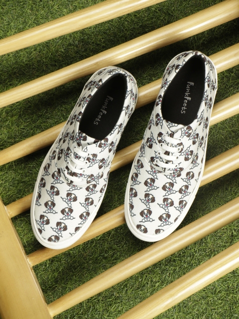 

FF FUNKFEETS Unisex Mint Green & White Doggy Print Sneakers