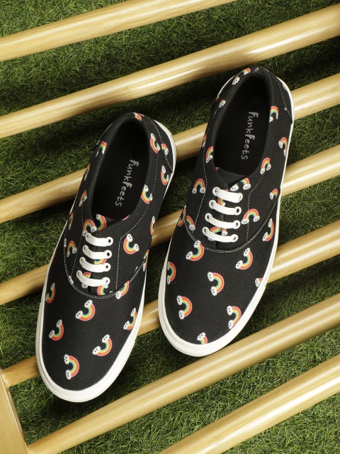 

FF FUNKFEETS Unisex Black & Pink Rainbow Print Sneakers