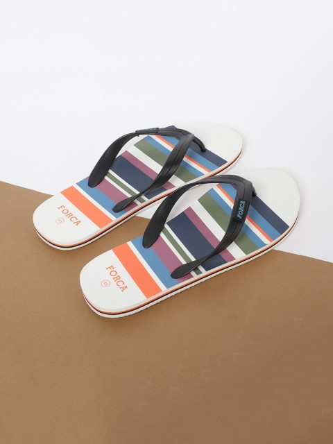

Forca Men White & Orange Striped Thong Flip-Flops, Multi