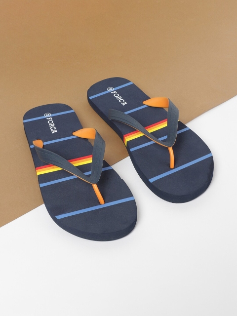 

Forca Men Navy Blue & Yellow Striped Thong Flip-Flops