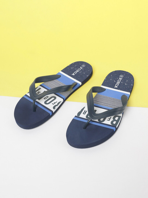 

Forca Men Navy Blue & White Printed Thong Flip-Flops
