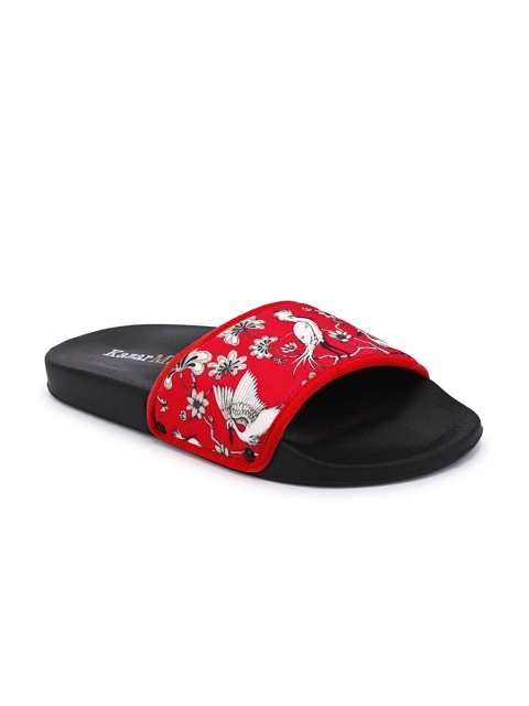 

KazarMax Women Red & White Printed Sliders