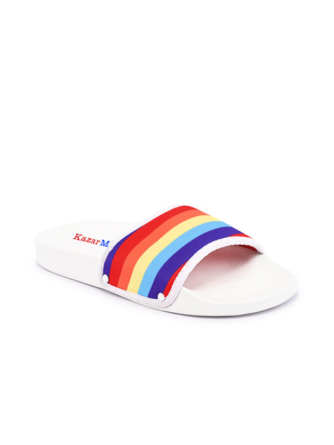 

KazarMax Women Multicoloured Striped Sliders, Multi