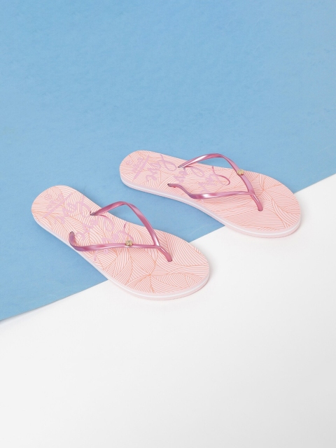 

Ginger by Lifestyle Women Pink & Peach-Coloured Printed Thong Flip-Flops