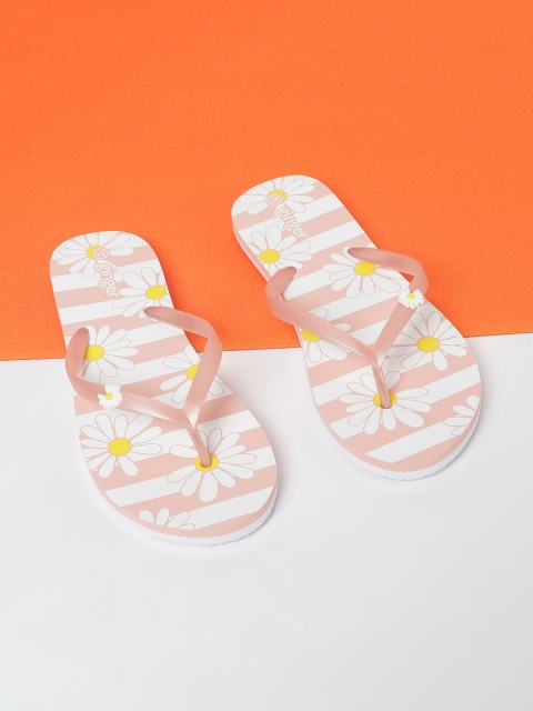 

Ginger by Lifestyle Women Pink & White Printed Thong Flip-Flops