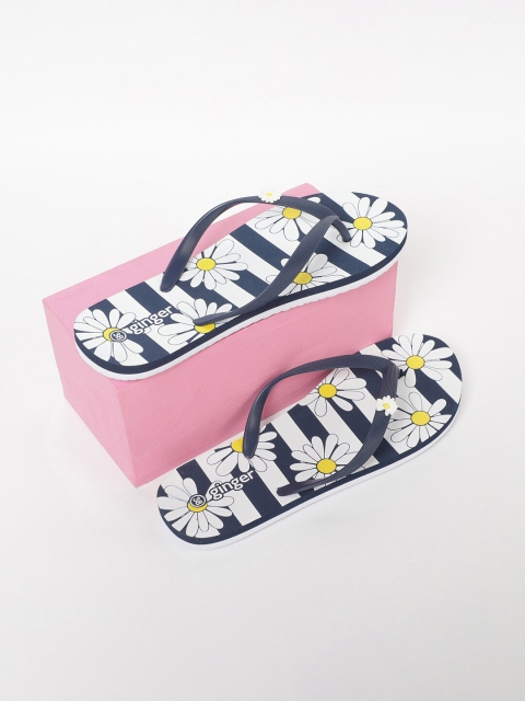 

Ginger by Lifestyle Women Navy Blue & White Printed Thong Flip-Flops