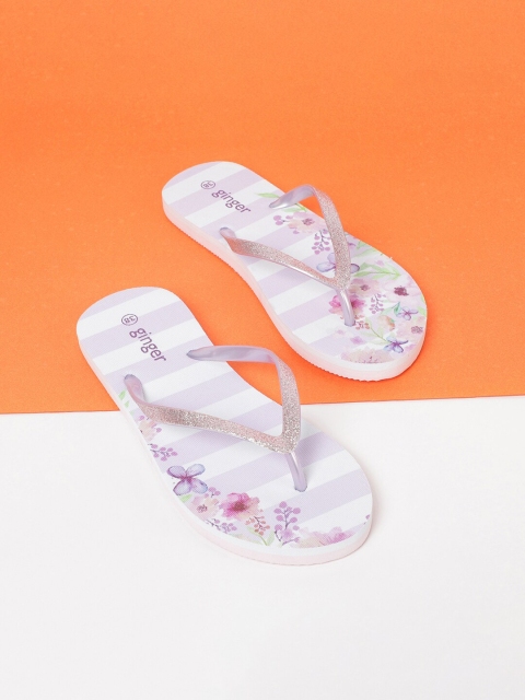 

Ginger by Lifestyle Women Purple & White Striped Thong Flip-Flops, Lavender