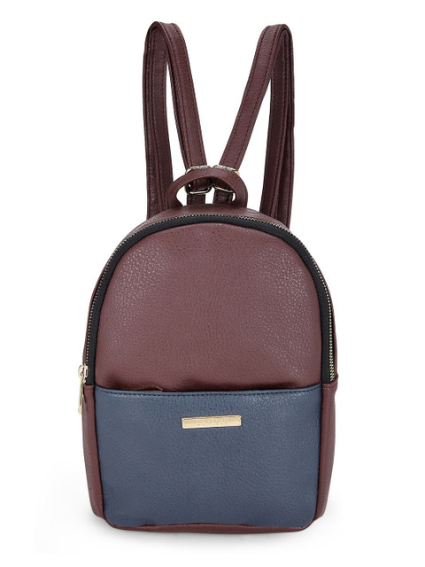 

Caprese Women Brown & Blue Colourblocked Backpack