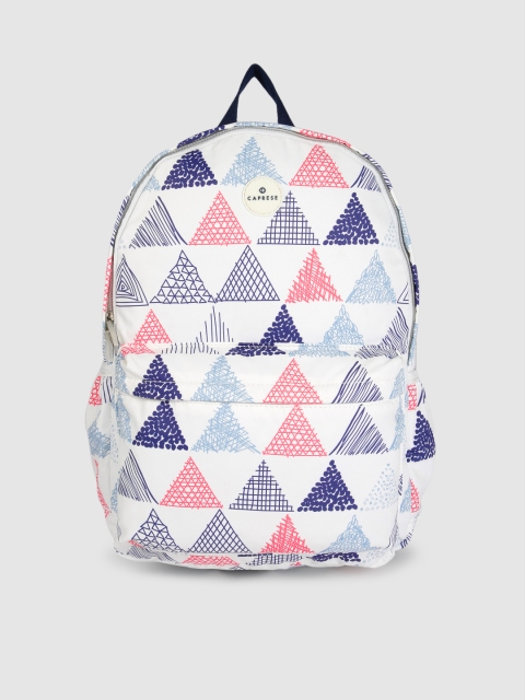

Caprese Women White Geometric Printed Laptop Backpack