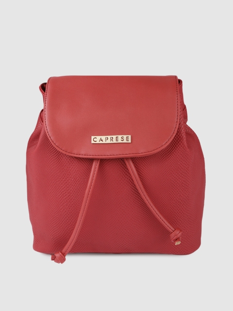 

Caprese Women Red Solid Leather Backpack