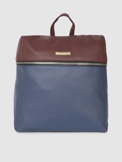 

Caprese Women Blue & Maroon LIV Colourblocked Backpack